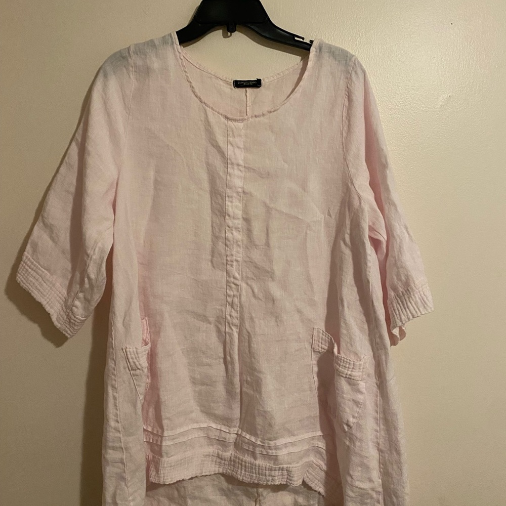 Lungo larno Women's Pink Linen Top